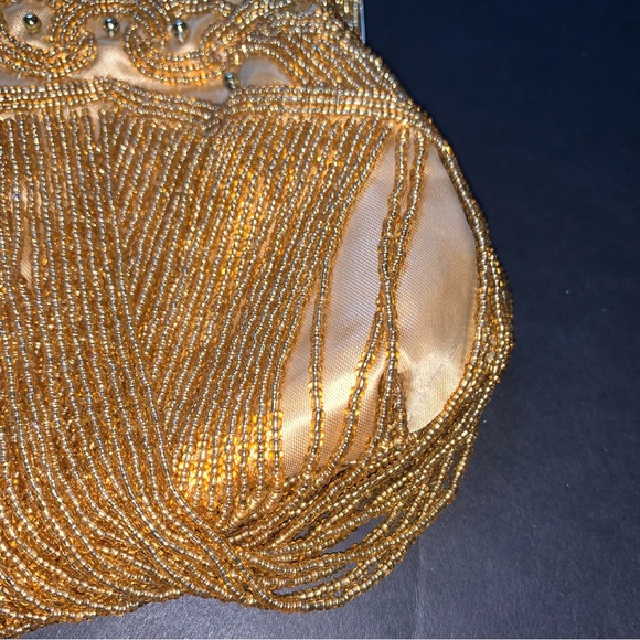 v i n t a g e :: Glam Beaded Draped Gatsby Satin Clutch Purse - Picture 10 of 13